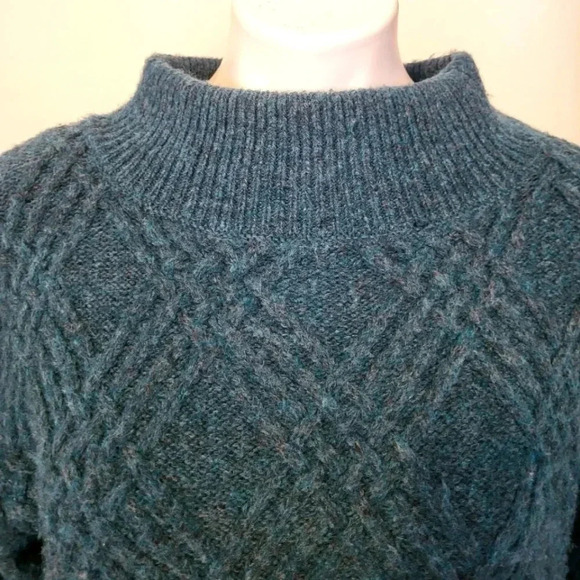 Soft Surroundings Mixed Texture Tres Doux Pullover Sweater In Ocean Heather(S) - Picture 3 of 9